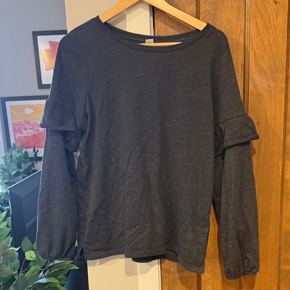 Old Navy Charcoal Ruffle Sleeve Sweatshirt